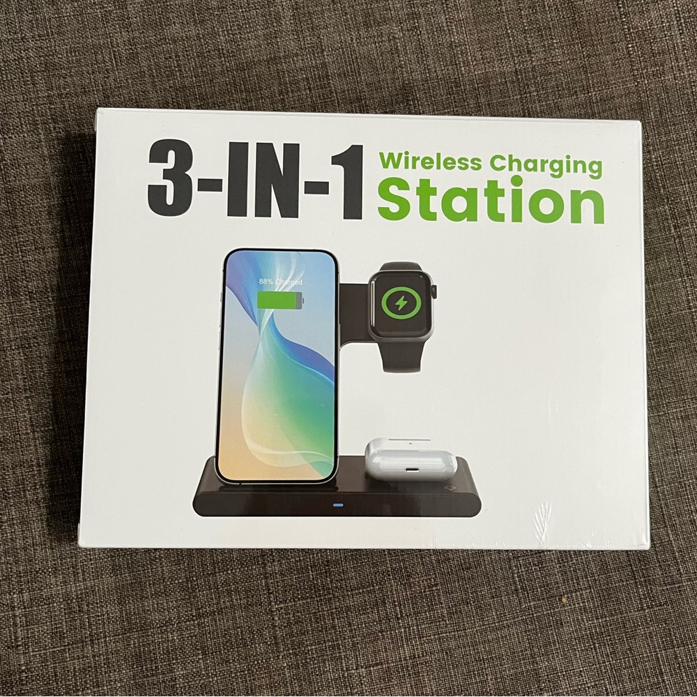 Sealed  3-in-1 Wireless Charging Station - watch iPhone AirPods portable travel
